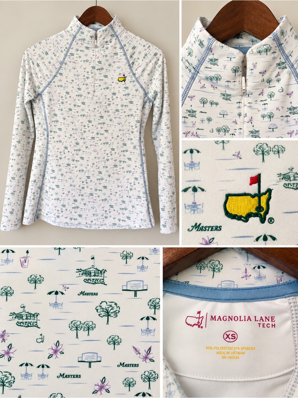 Magnolia Lane Tech Women's White Masters Print Long-Sleeve Pullover - XS